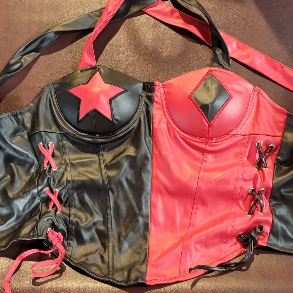 DC Black and Red Harley Quinn Harley Bustier Size XS